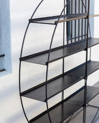 Mid Century Black Metal Full Moon Etagere Rack