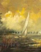 Yacht Racing Scene Signed Circa 1960's