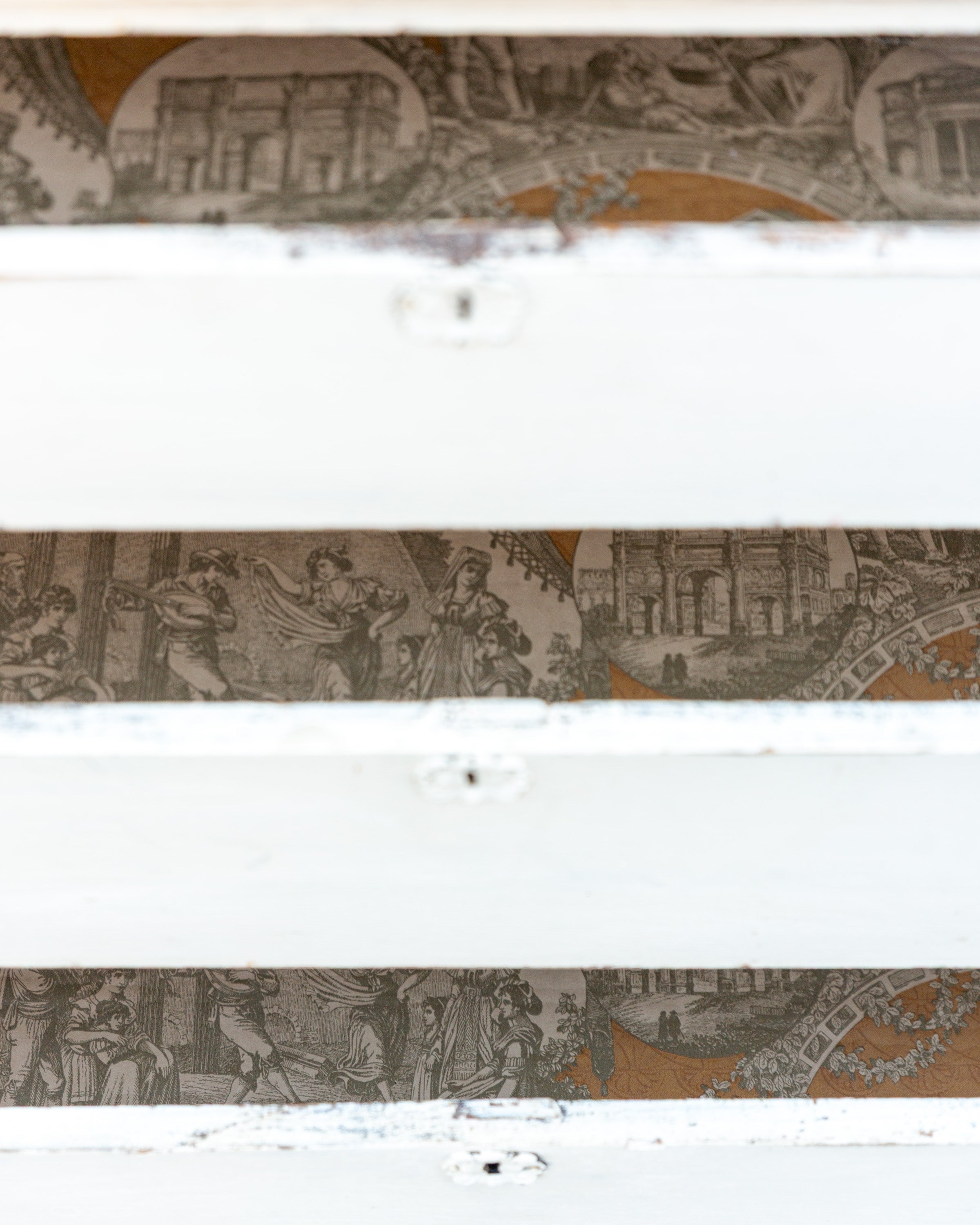 1920s Distressed White Three Drawer Chest