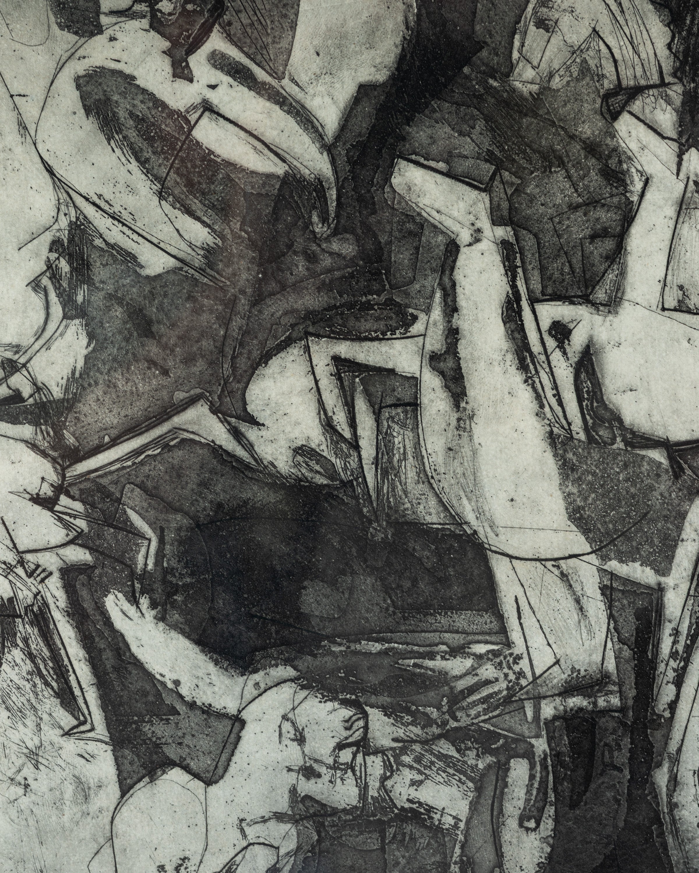 Vintage 1950s Framed Abstract Lithograph by Ted Kloski Entitled: The Griffin