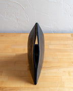 Vintage Black Ceramic Pyramid Ikebana Vase, Japan