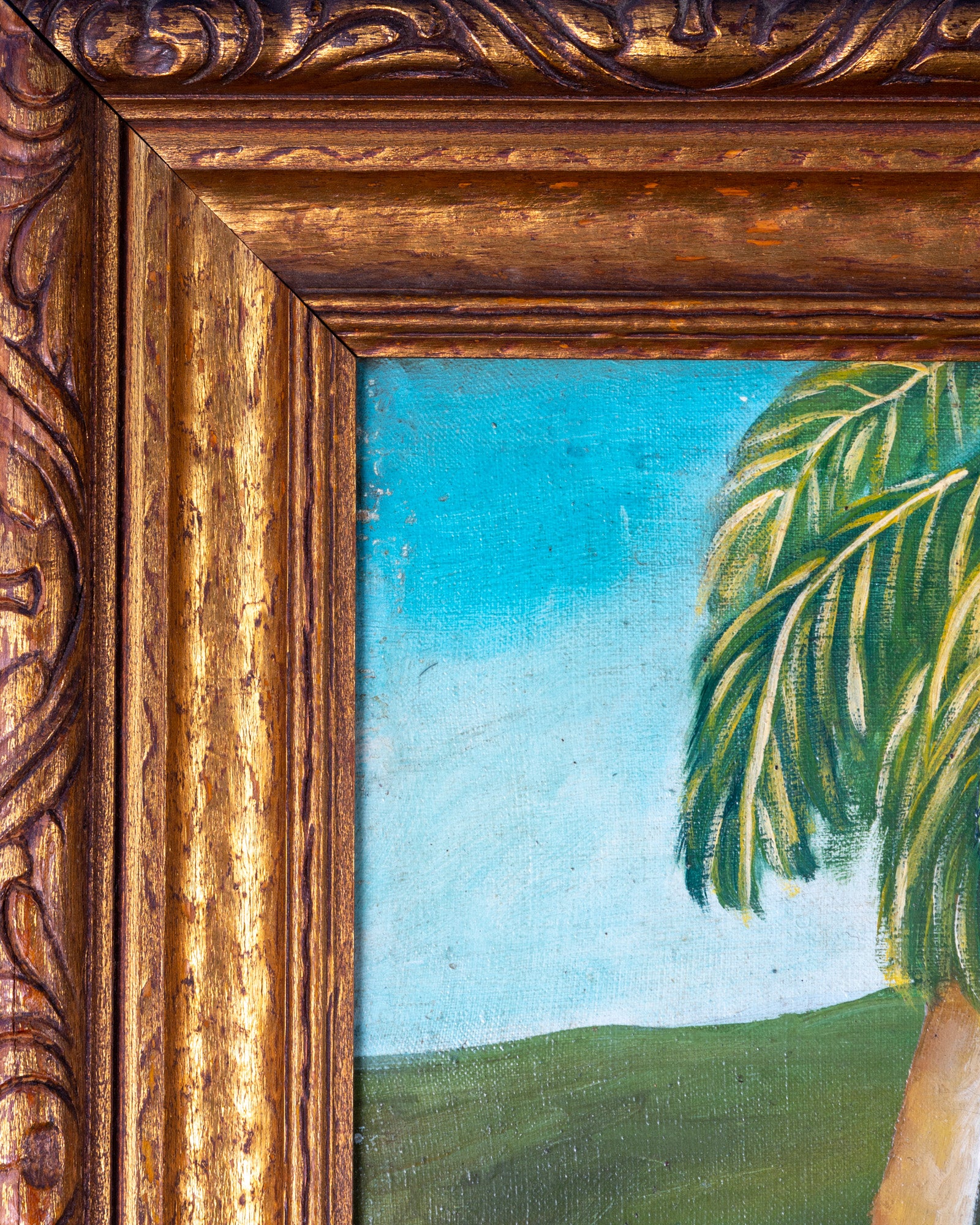 1940's Oil On Canvas Haitian Scene By C. Roland