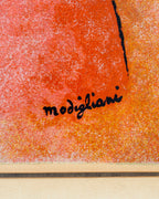 Vintage Italian Modern Cubism, Woman Portrait Lithograph Artist Amedeo Modiglian