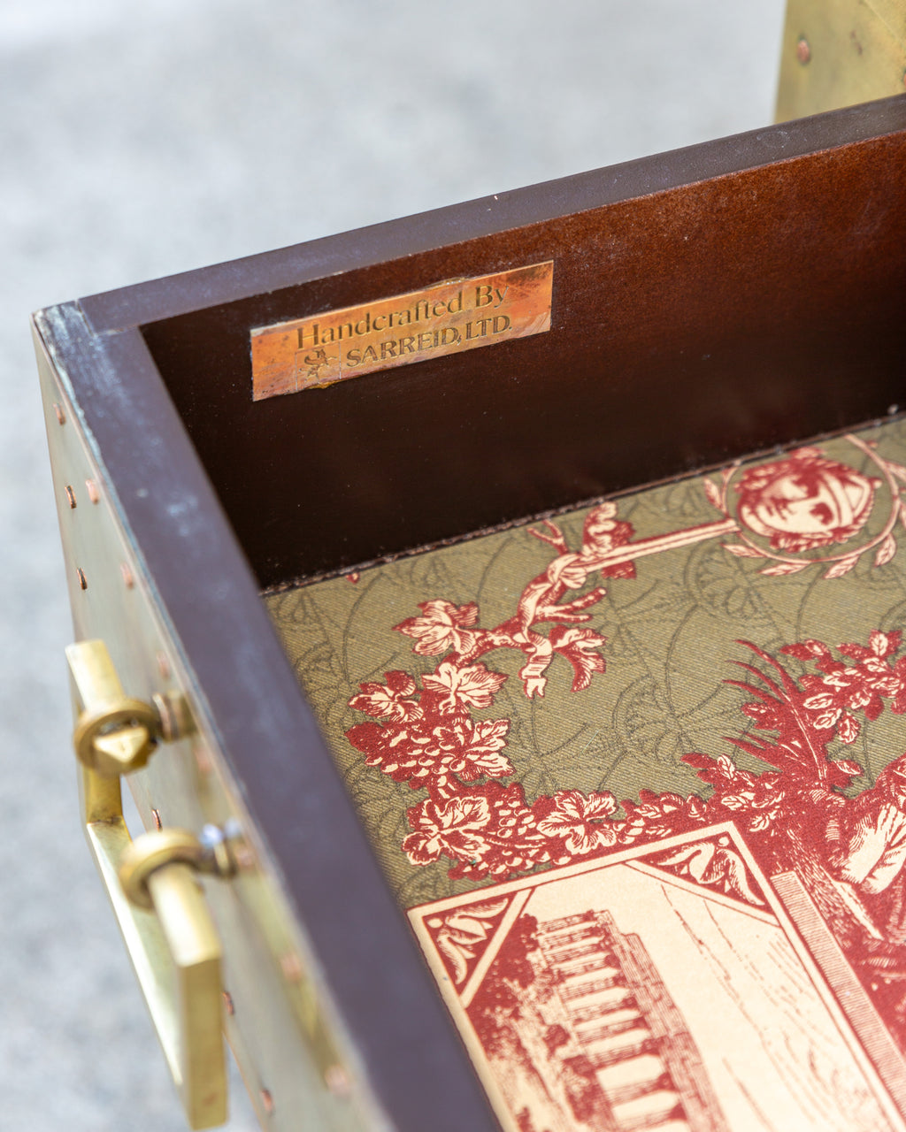 1970's Sarreid Ltd. Brass Clad 3 Drawer Chest with Natural Patina