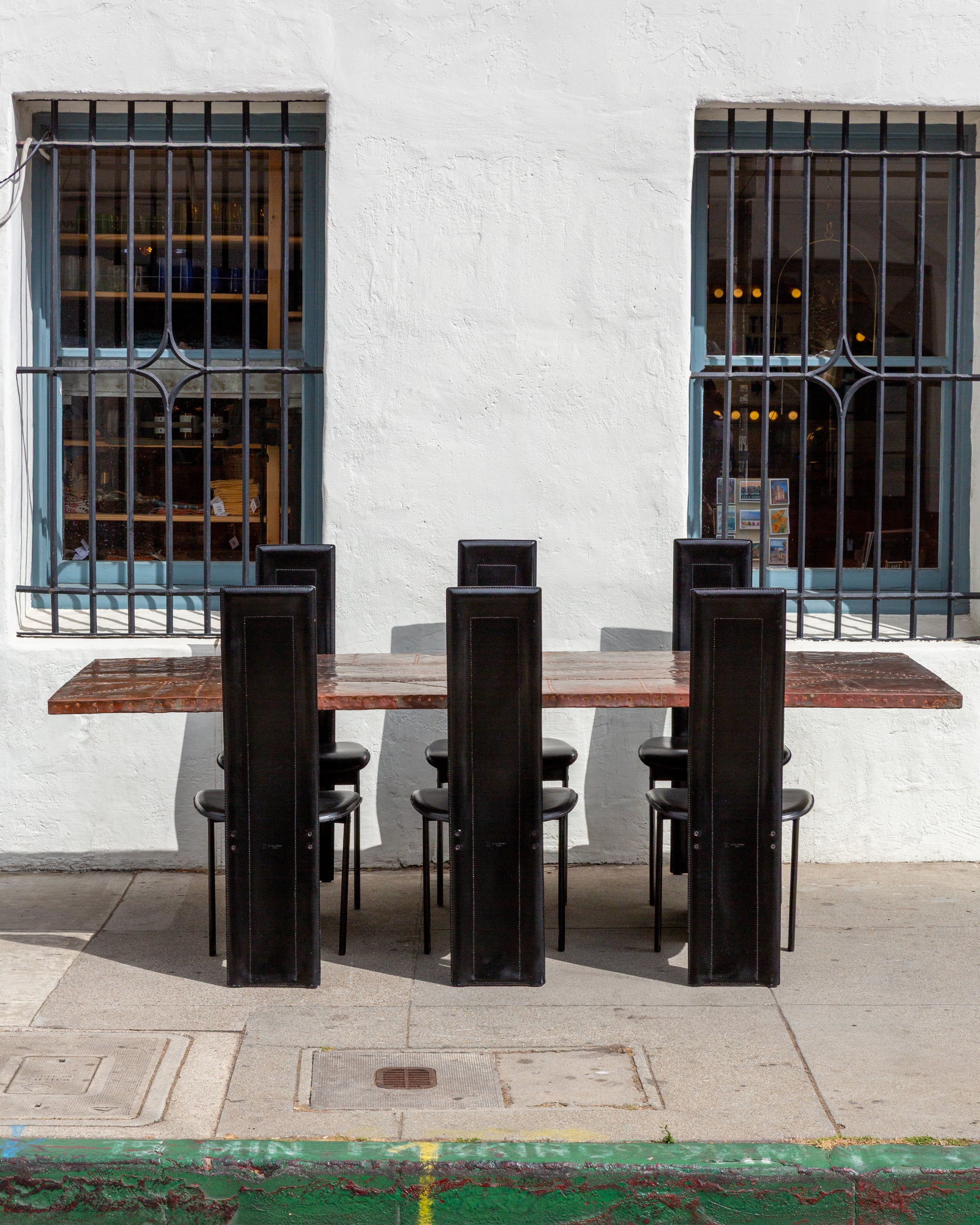 Set of (6) Postmodern Leather Clad Italian 1980s Chairs