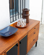 Mid-Century Jack Cartwright for Founders 9 Drawer Dresser with Black Leather Det