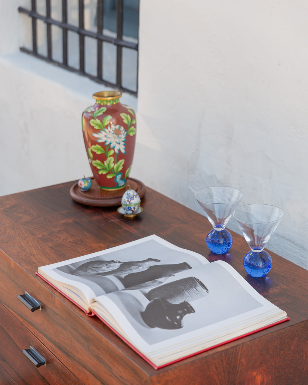 Rosewood 3 Drawer Chest Black Pulls Designed by Harvey Probler