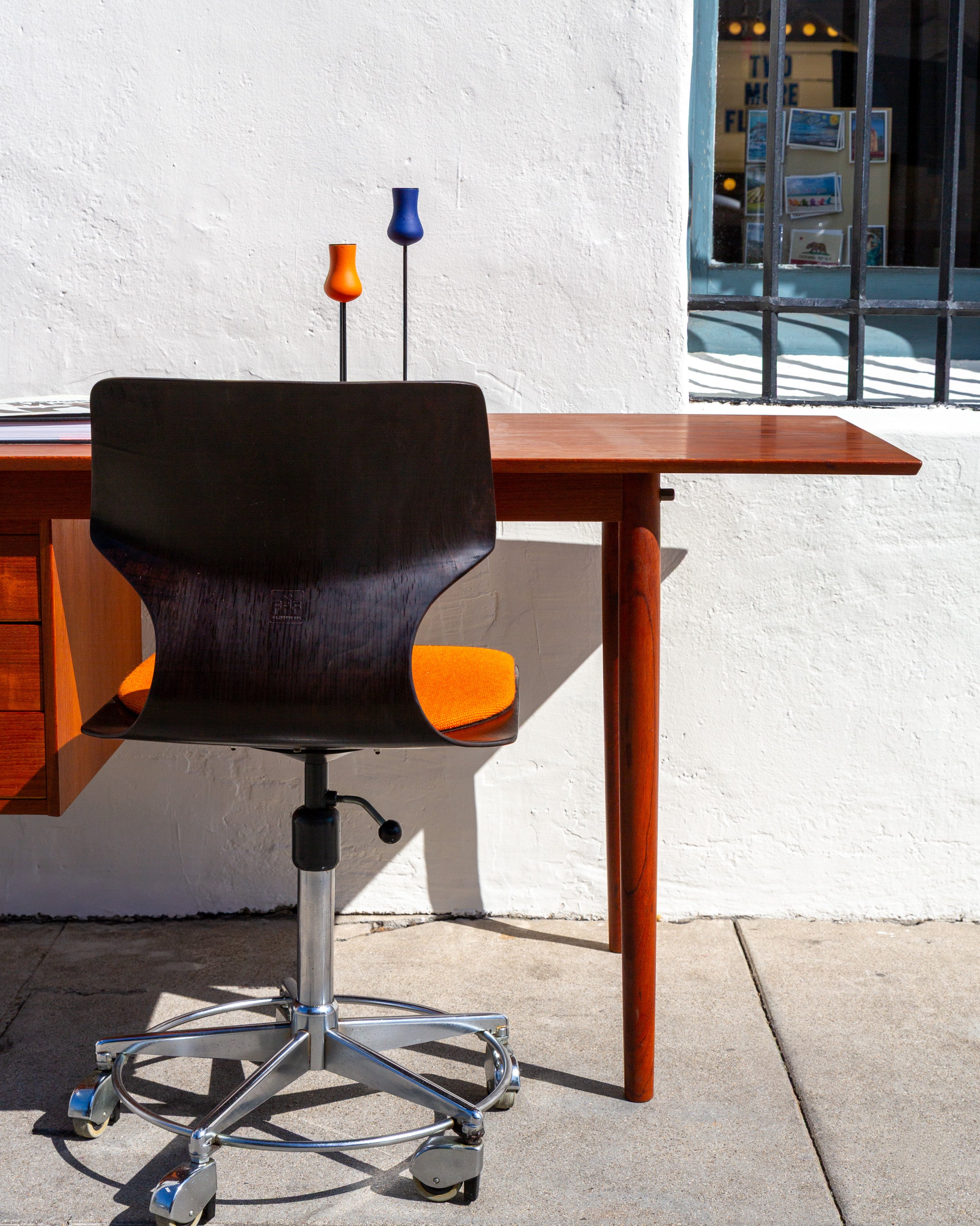 Vintage 1960's Chair with Orange Reupolstery