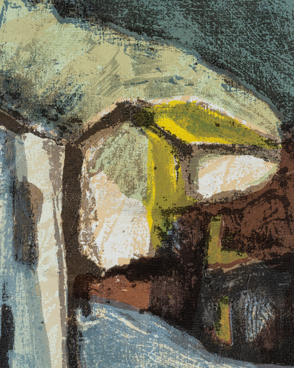 Vintage Modern Abstract Serigraph " Street With Houses #1"