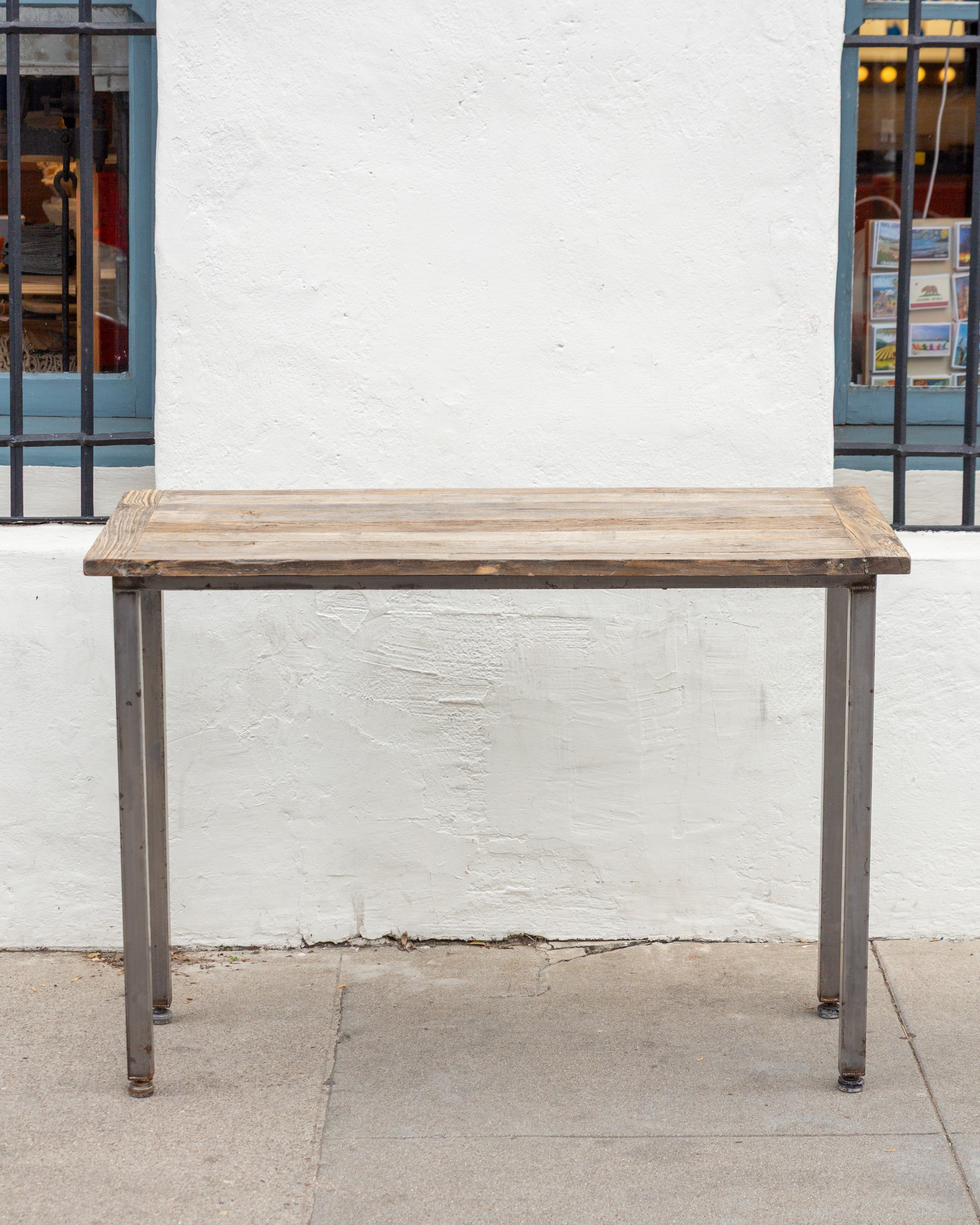 Industrial Metal Frame Bar Height Table with Aged Wood Top