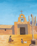 Oil on Board Southwest Adobe Life Painting