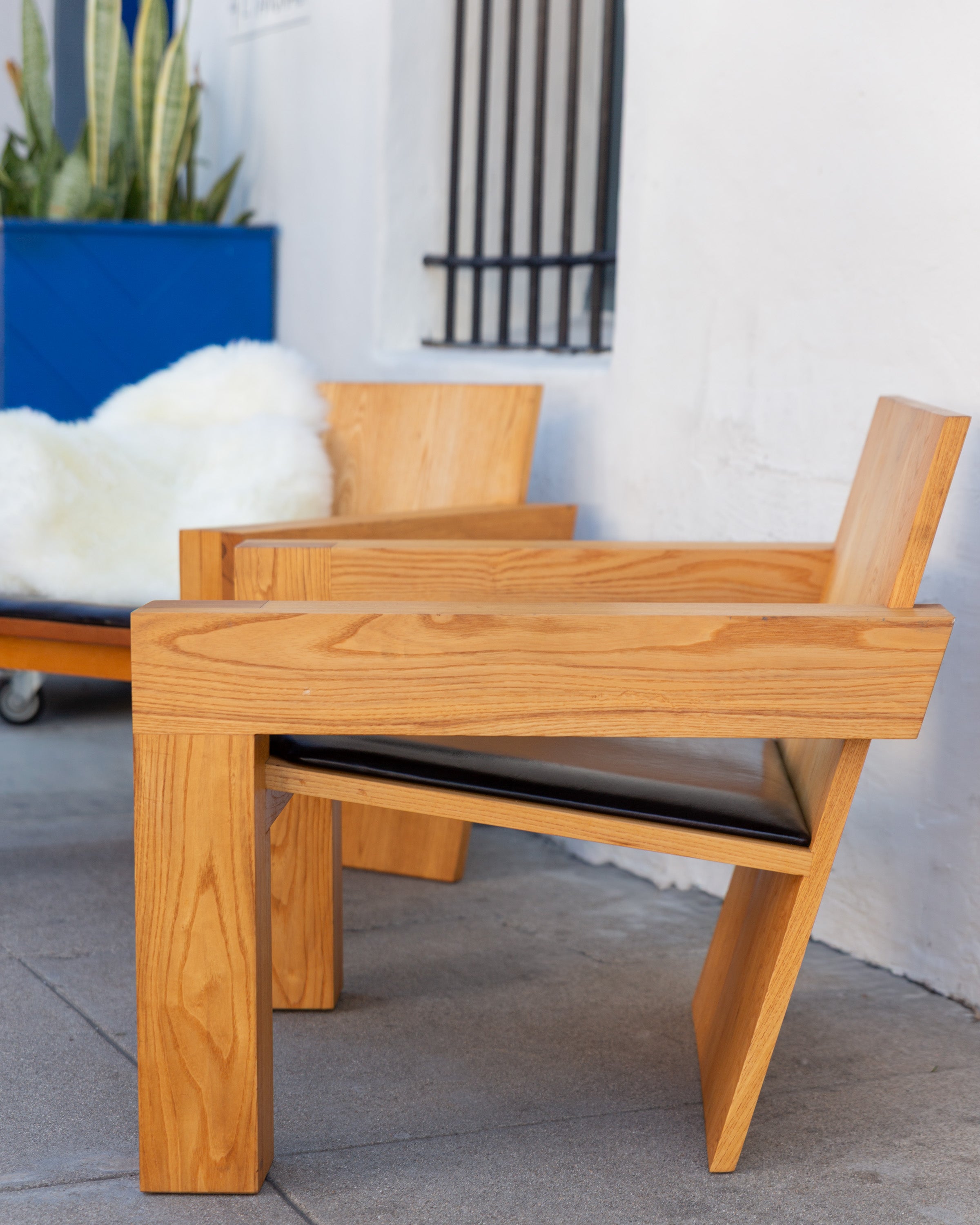 Custom Chair Made Out of Elmwood By French Architect