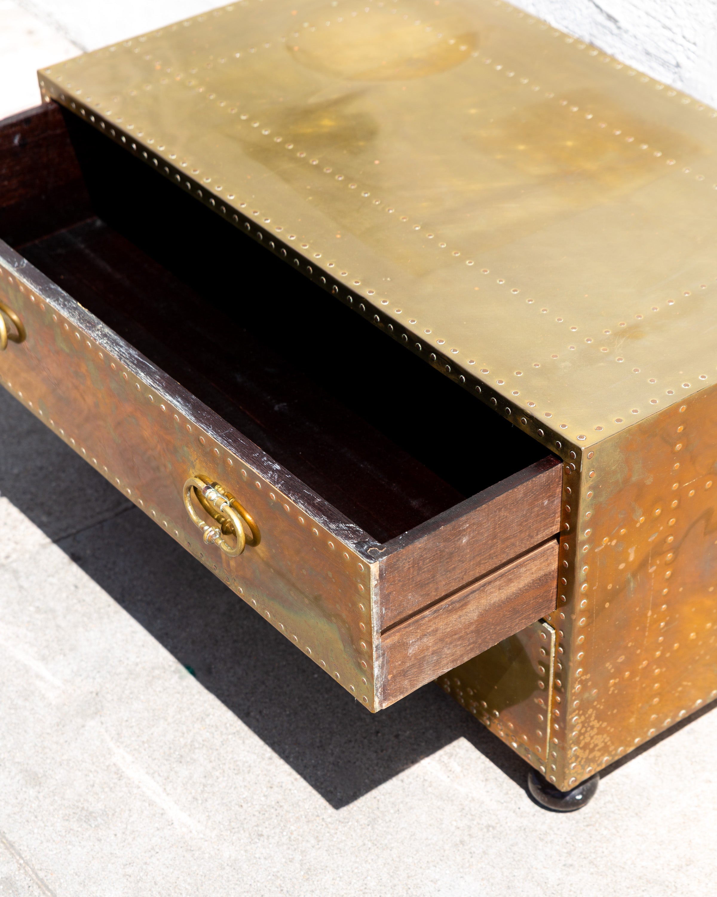 Brass Clad Two-Drawer Chest by Sarreid