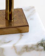 White Calcutta Marble Pair of Lamps by Robsjohn Gibbings for Hansen NYC, 1960's