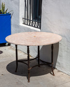Vintage Iron Table Base with Pink Marble Top
