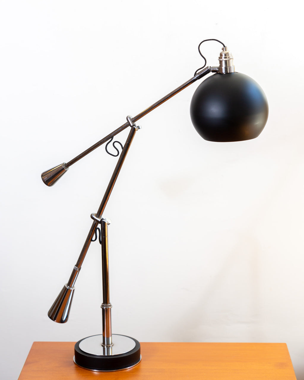 Vintage Chrome Articulated 2 Weighted Arms And Rotating Base Desk Lamp In The St