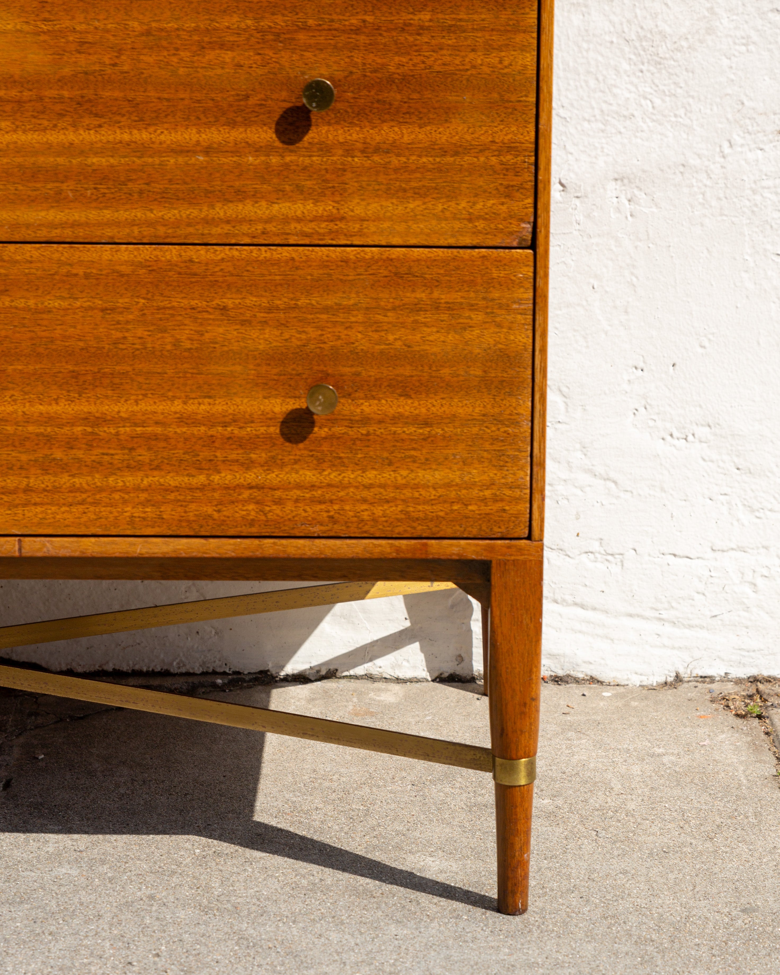 Paul McCobb for Calvin Mid Century Brass X Base Dresser