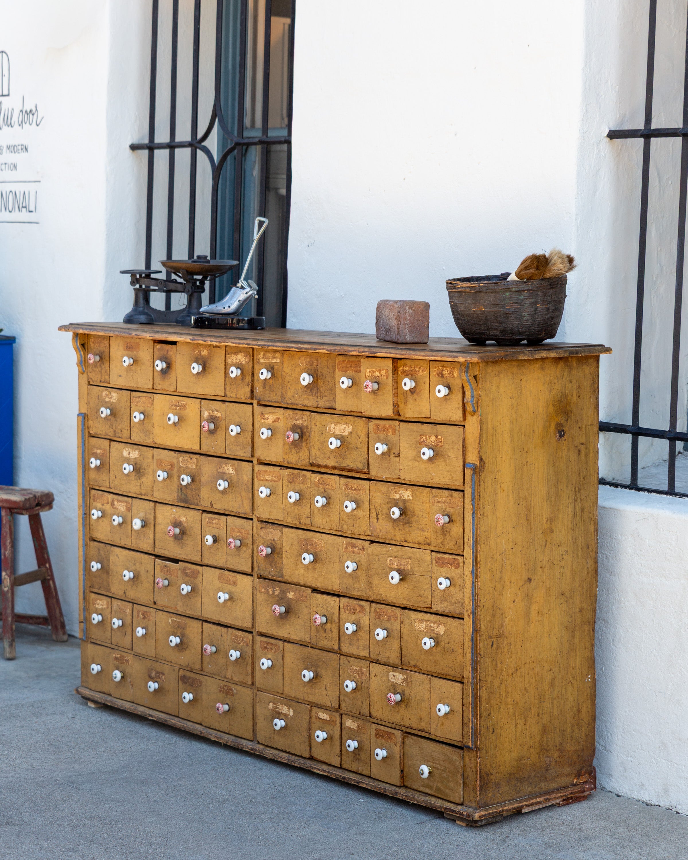 German 19th Century Apothecary Cabinet with Porcelain Knobs