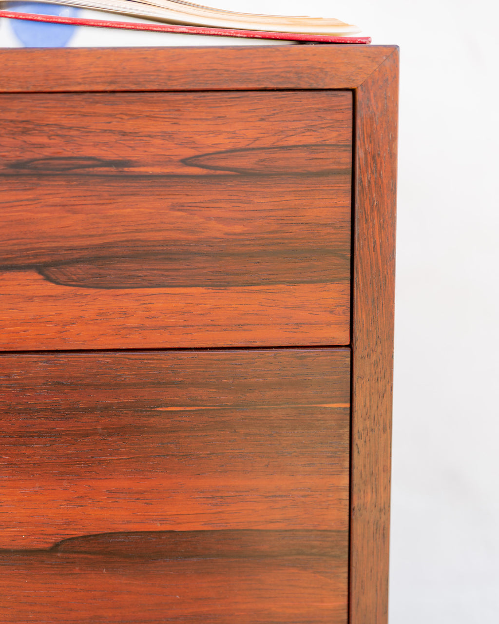 Rosewood 3 Drawer Chest Black Pulls Designed by Harvey Probler