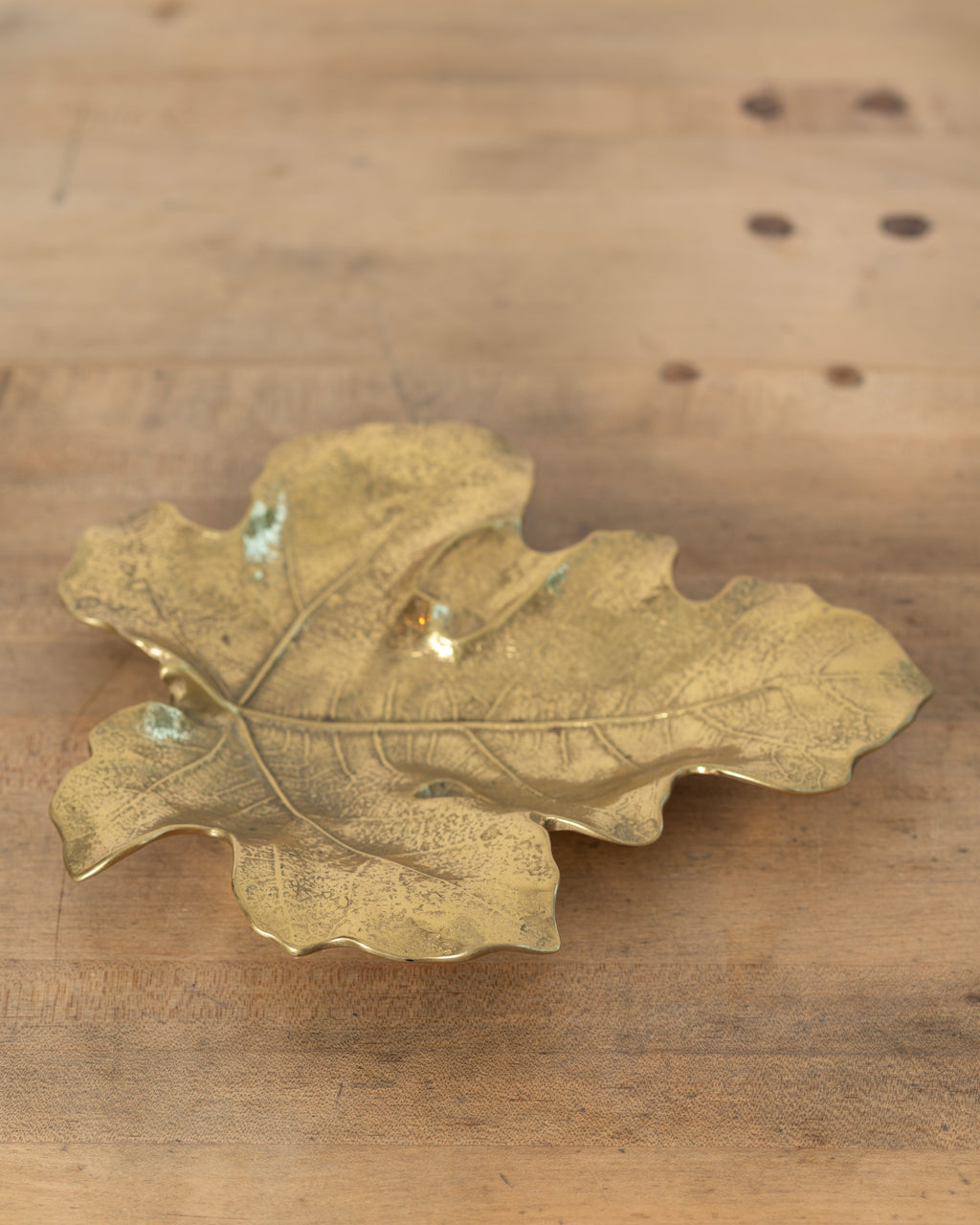 1950's Vintage Heavy Brass Oak Leaf Dish