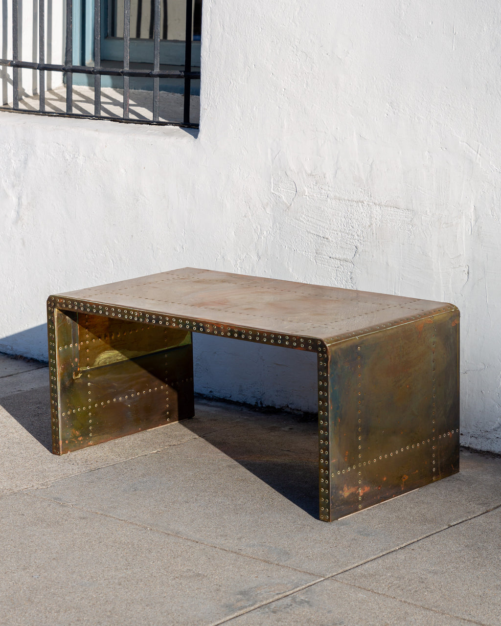 1970's Brass Clad Waterfall Table by Sarreid