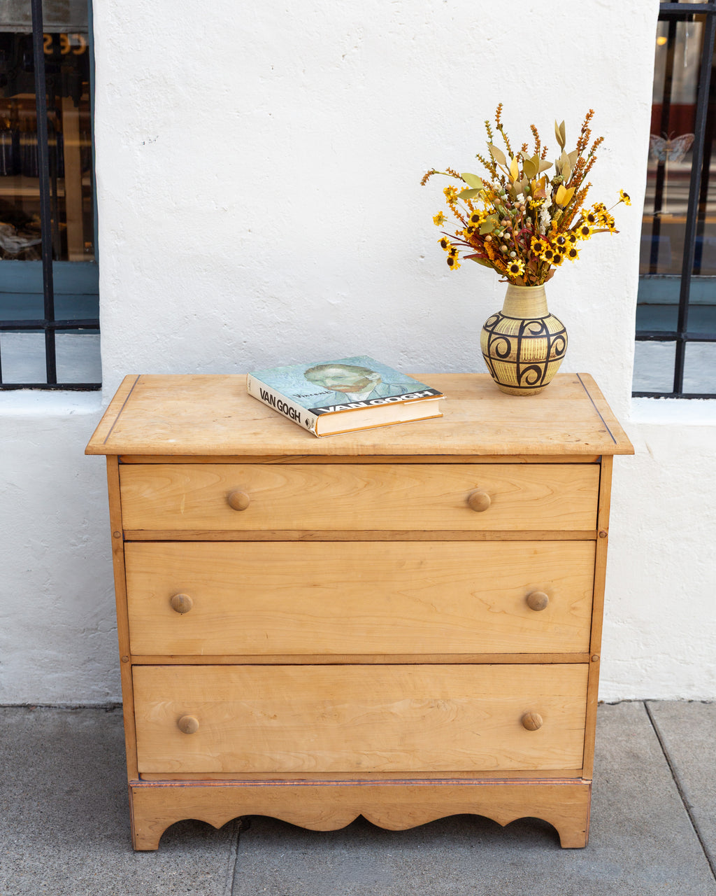 Vintage Raw Wood 3 Drawer Dresser