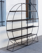 Mid Century Black Metal Full Moon Etagere Rack