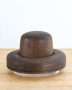 Antique Wood Hat Form w/ Brim on a Lucite Base
