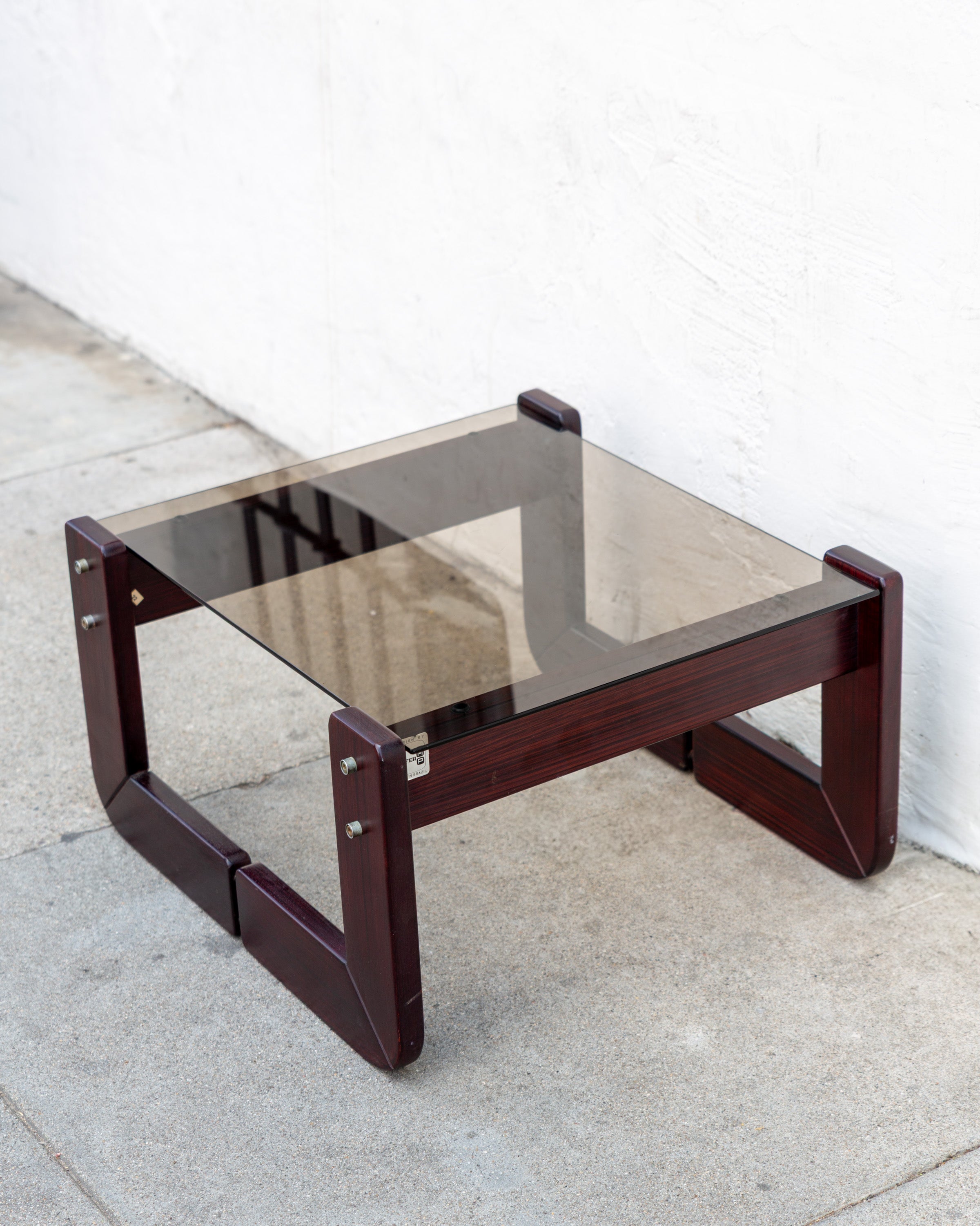 Rare Percival Lafer Brazilian Modernist MP-97 Table, Rosewood and Glass (1970's)