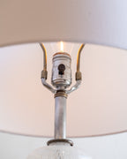 Venetian Murano Art Glass White Lace Pattern New Wiring 3-Way Socket w/ Shade