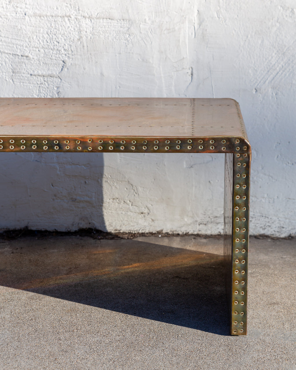 1970's Brass Clad Waterfall Table by Sarreid