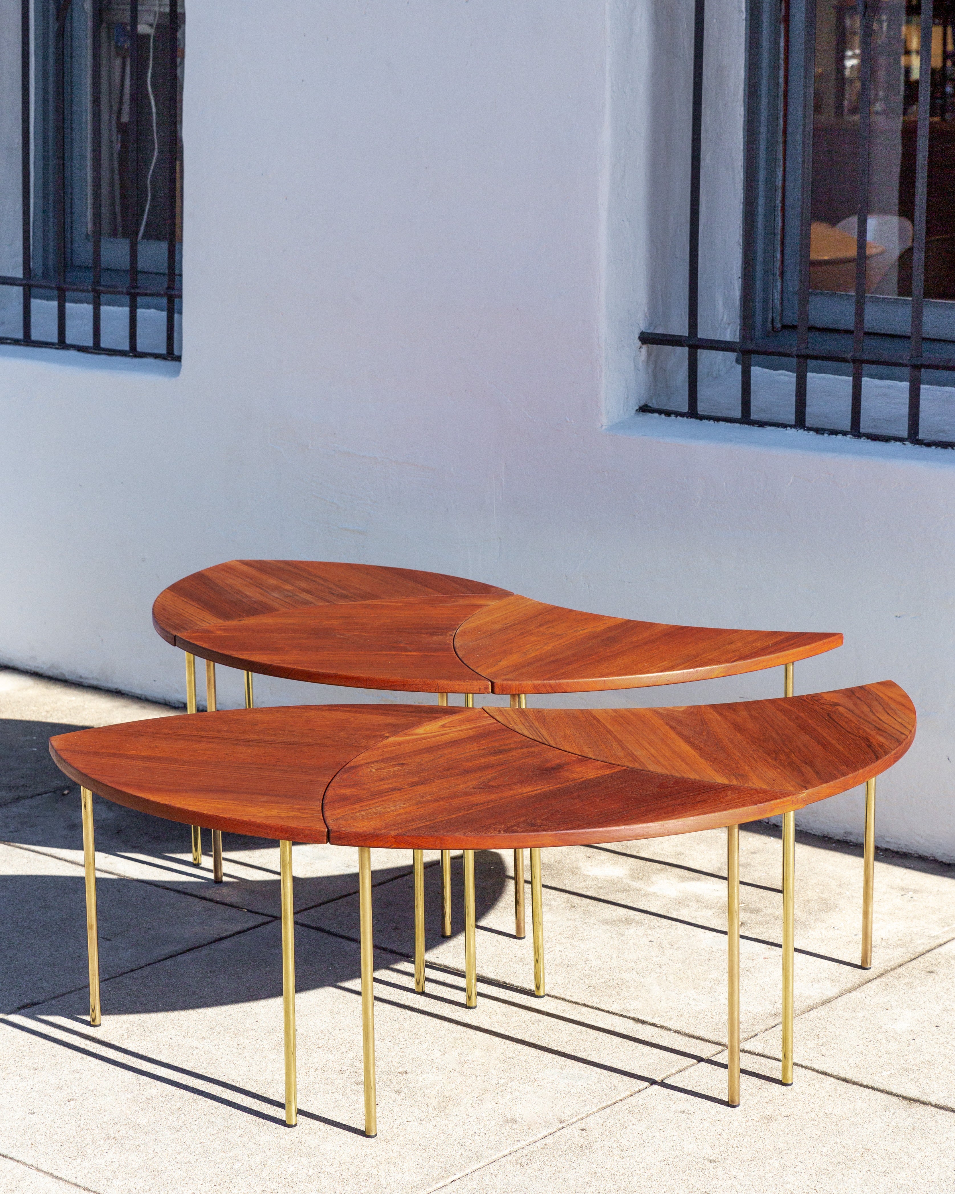 Pinwheel Coffee Table By Peter Hvidt Solid Teak Top on Brass Legs