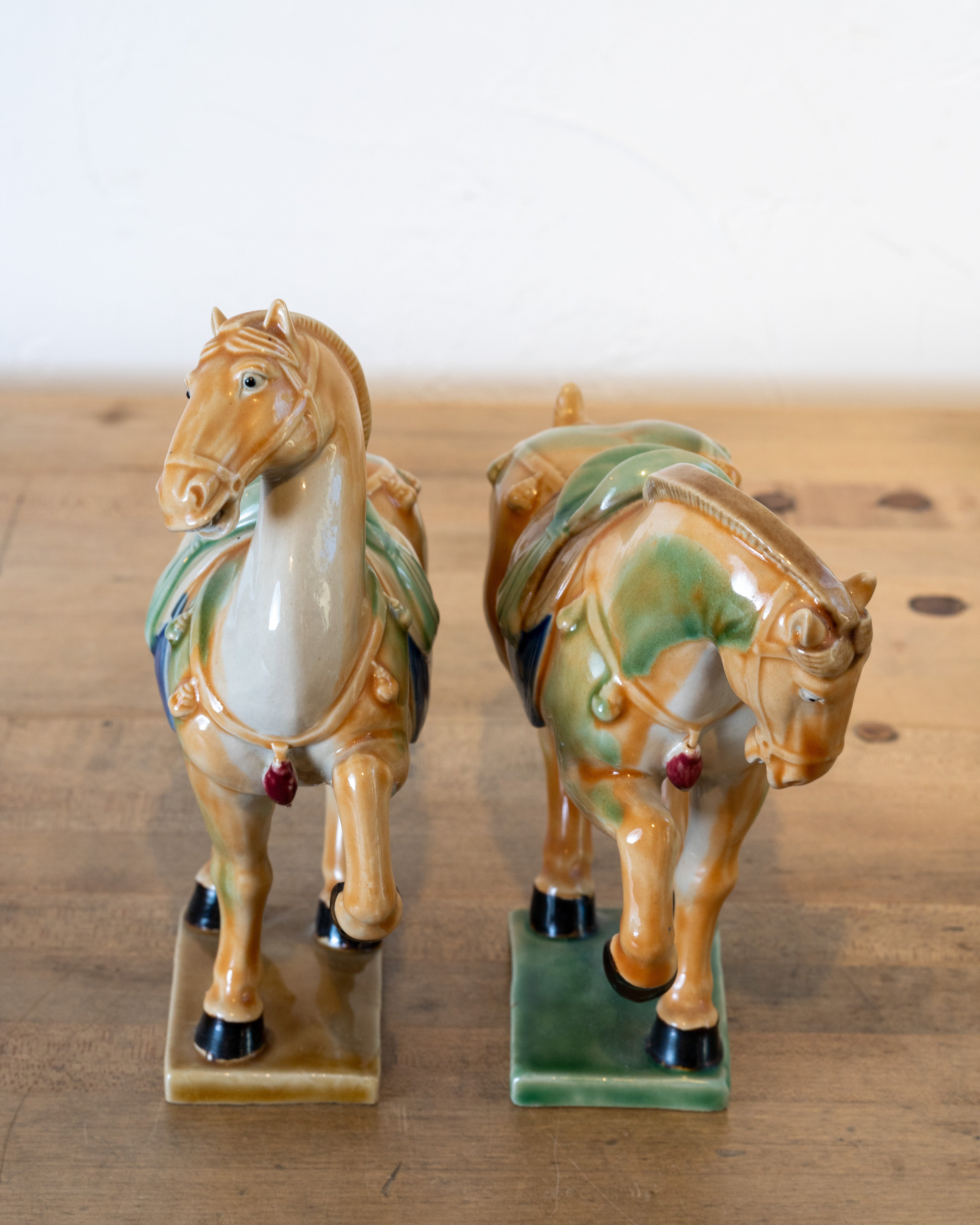 Vintage Tang Dynasty Ceramic War Horse Pair