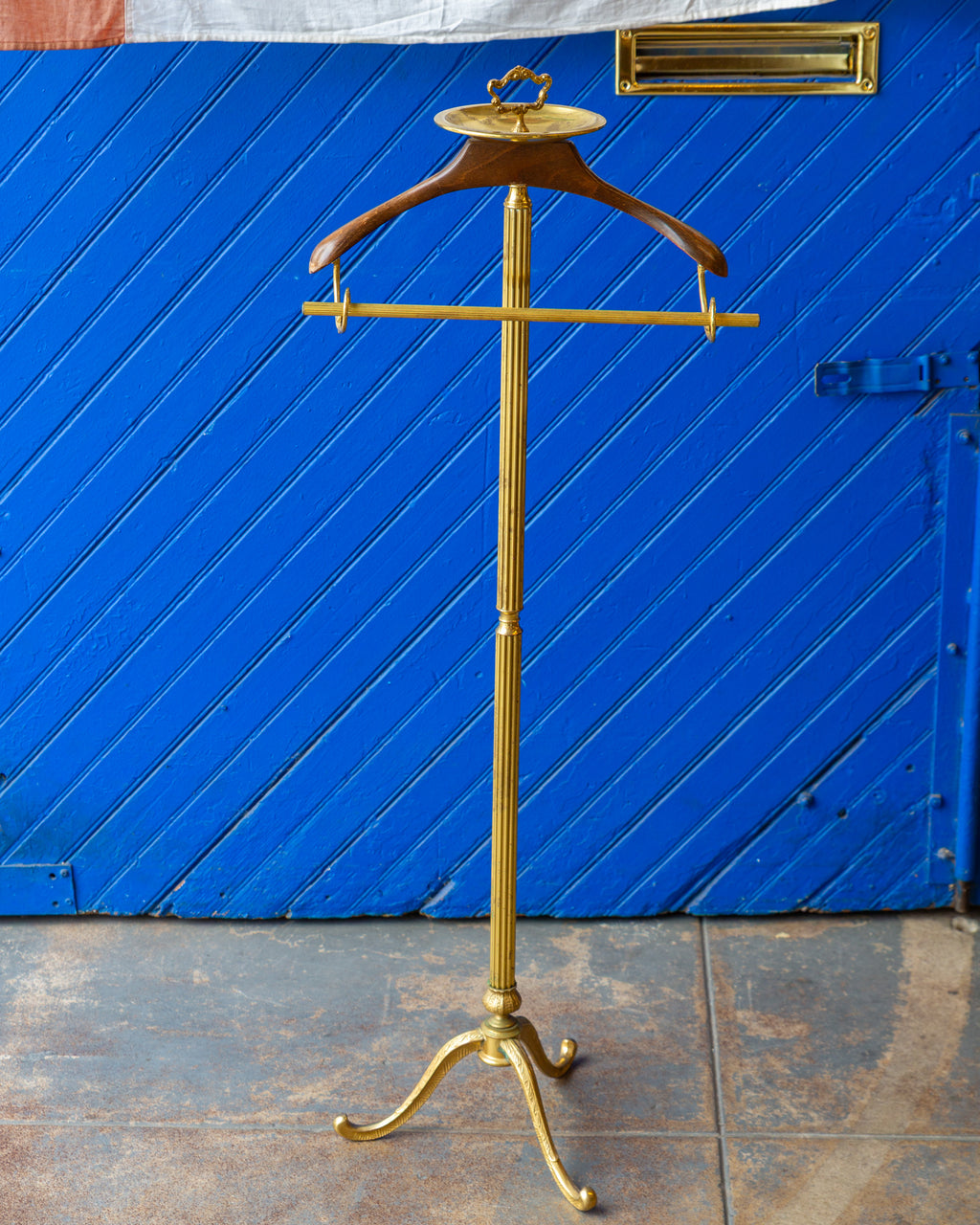 Vintage Wood and Brass Valet