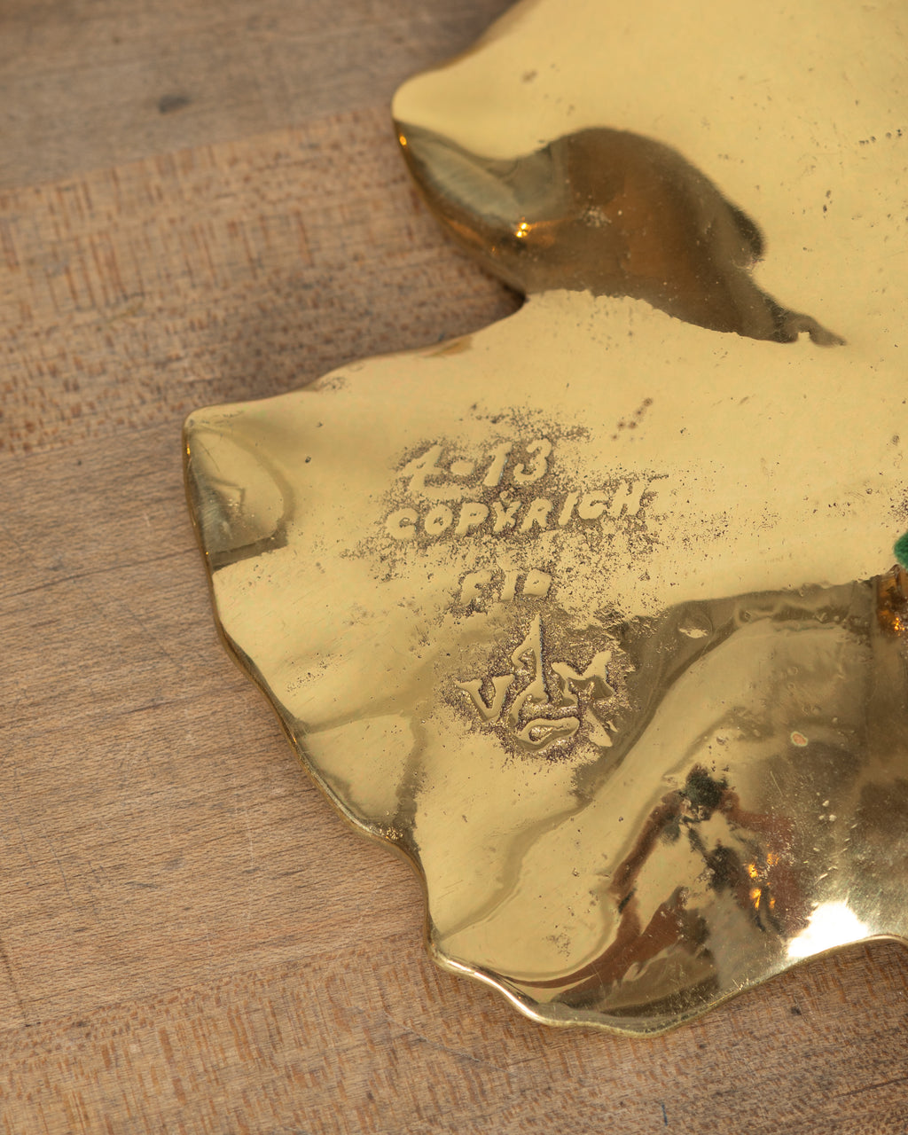 1950's Vintage Heavy Brass Oak Leaf Dish