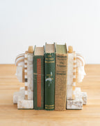 1920s Hand Carved Italian Alabaster Art Deco Bookends- Pair