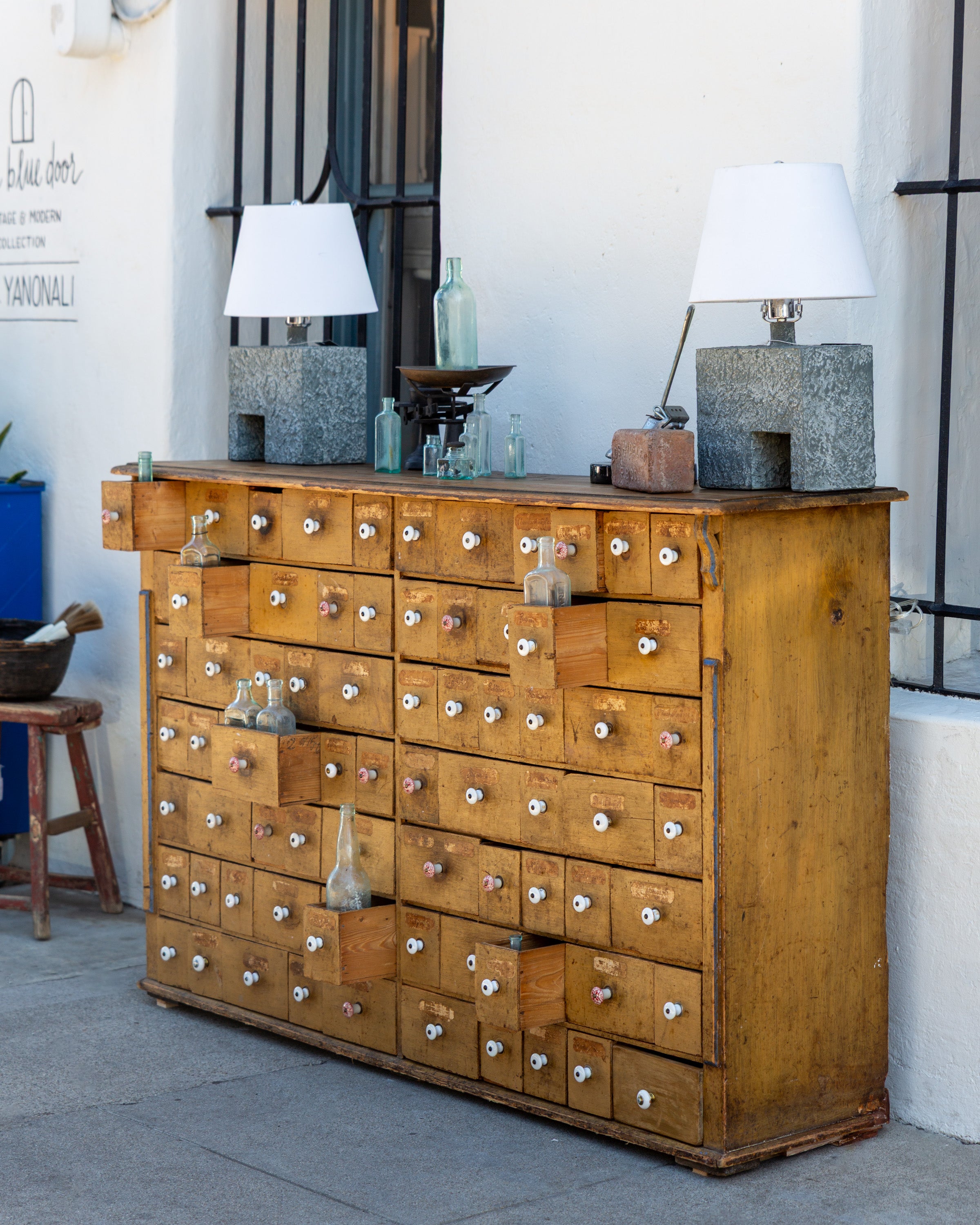 German 19th Century Apothecary Cabinet with Porcelain Knobs