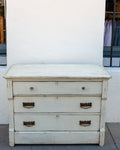 1920s Distressed White Three Drawer Chest