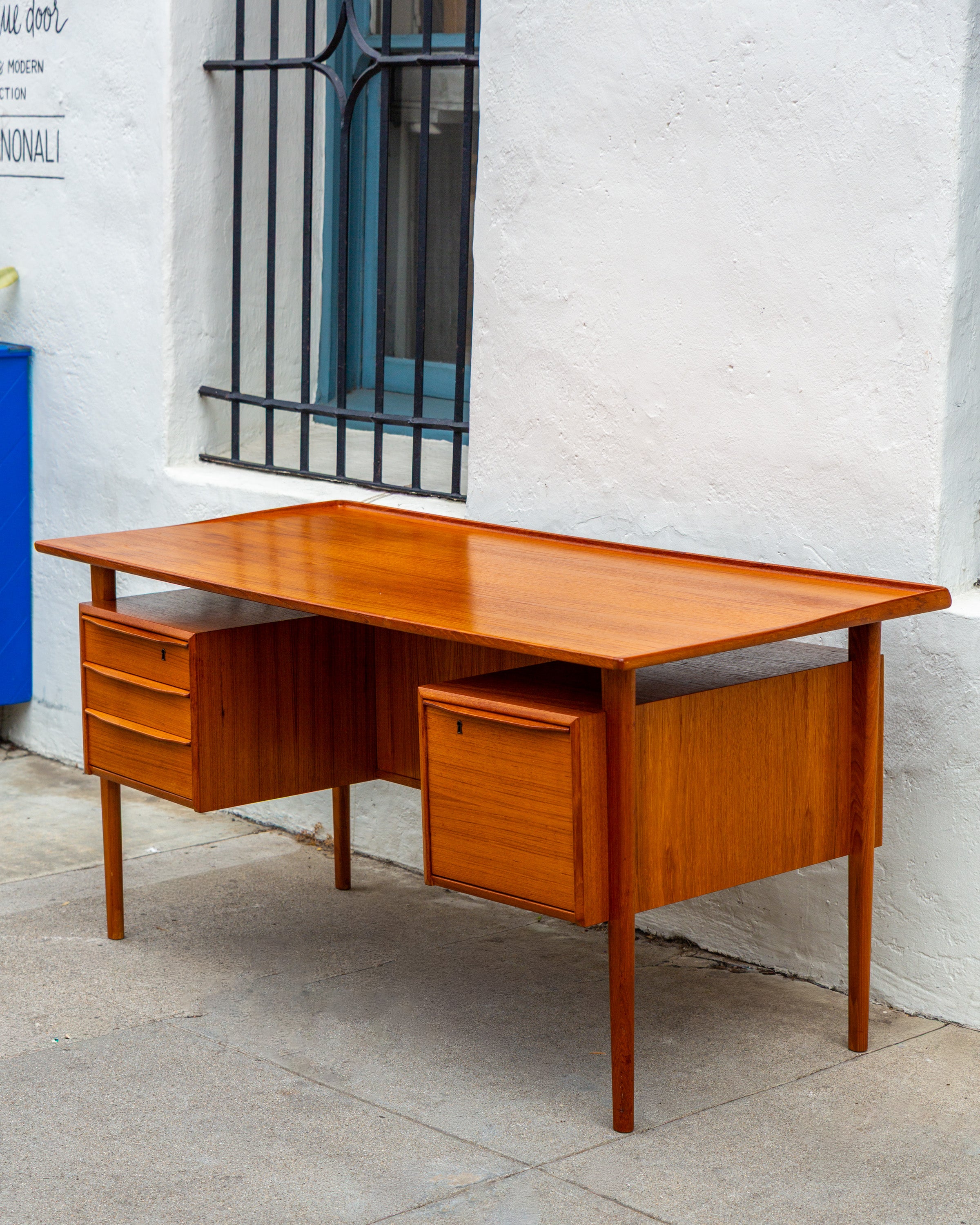 Danish Teak Floating 2-Sided Desk by Peter Lovig Nielsen