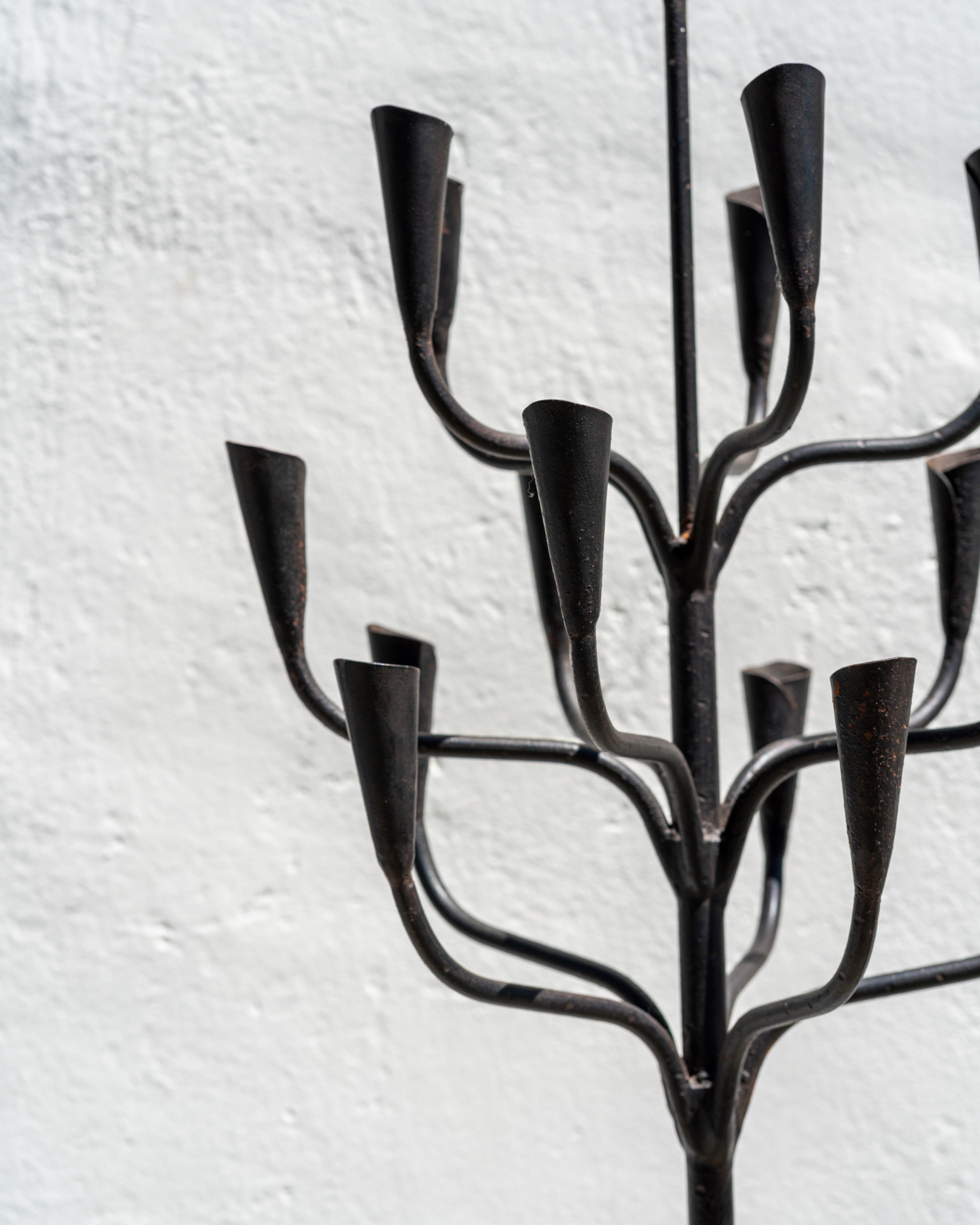 Vintage Forged Iron Floor Candelabra