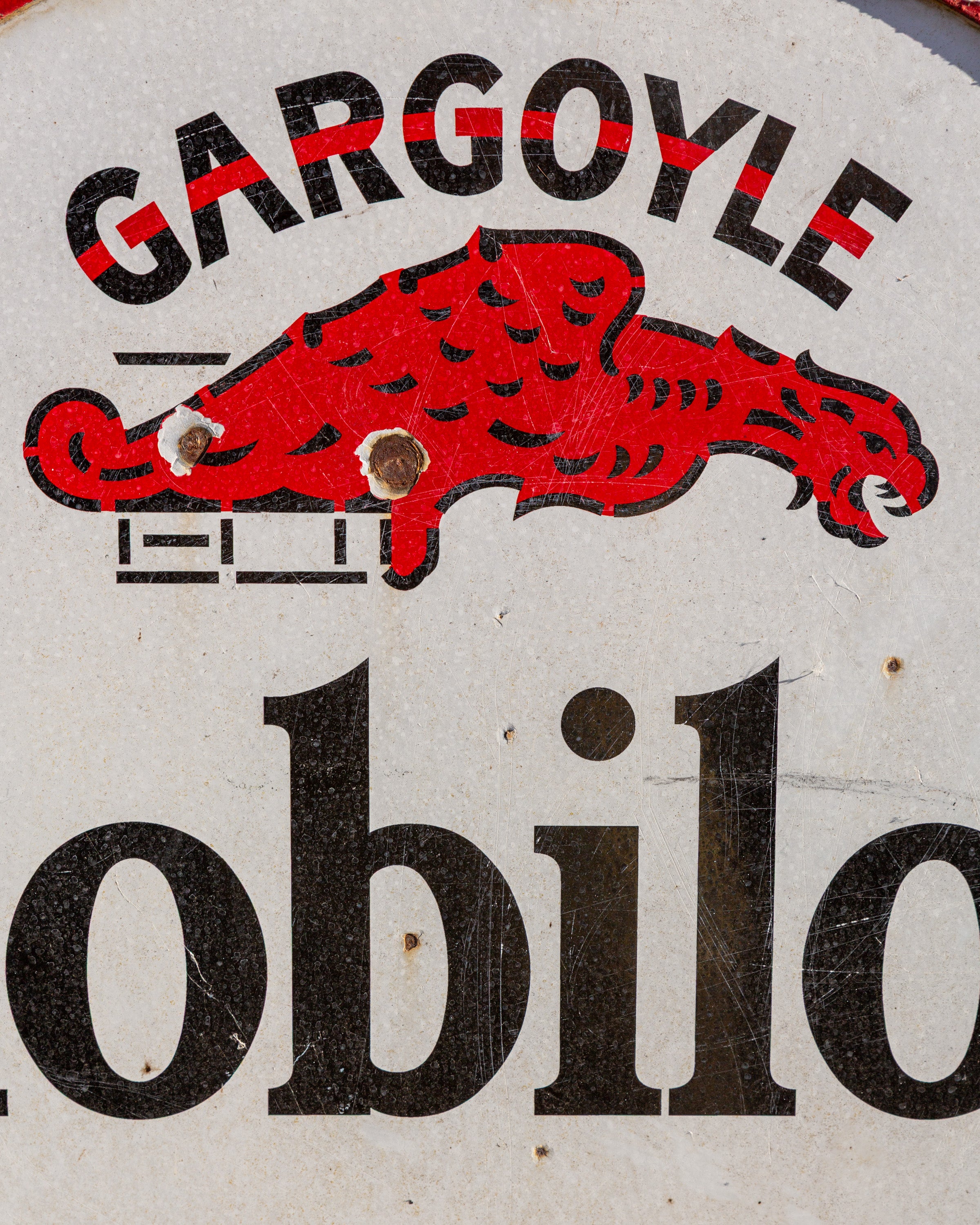 1920s Original Gargoyle Mobiloil Lollipop Curb Sign