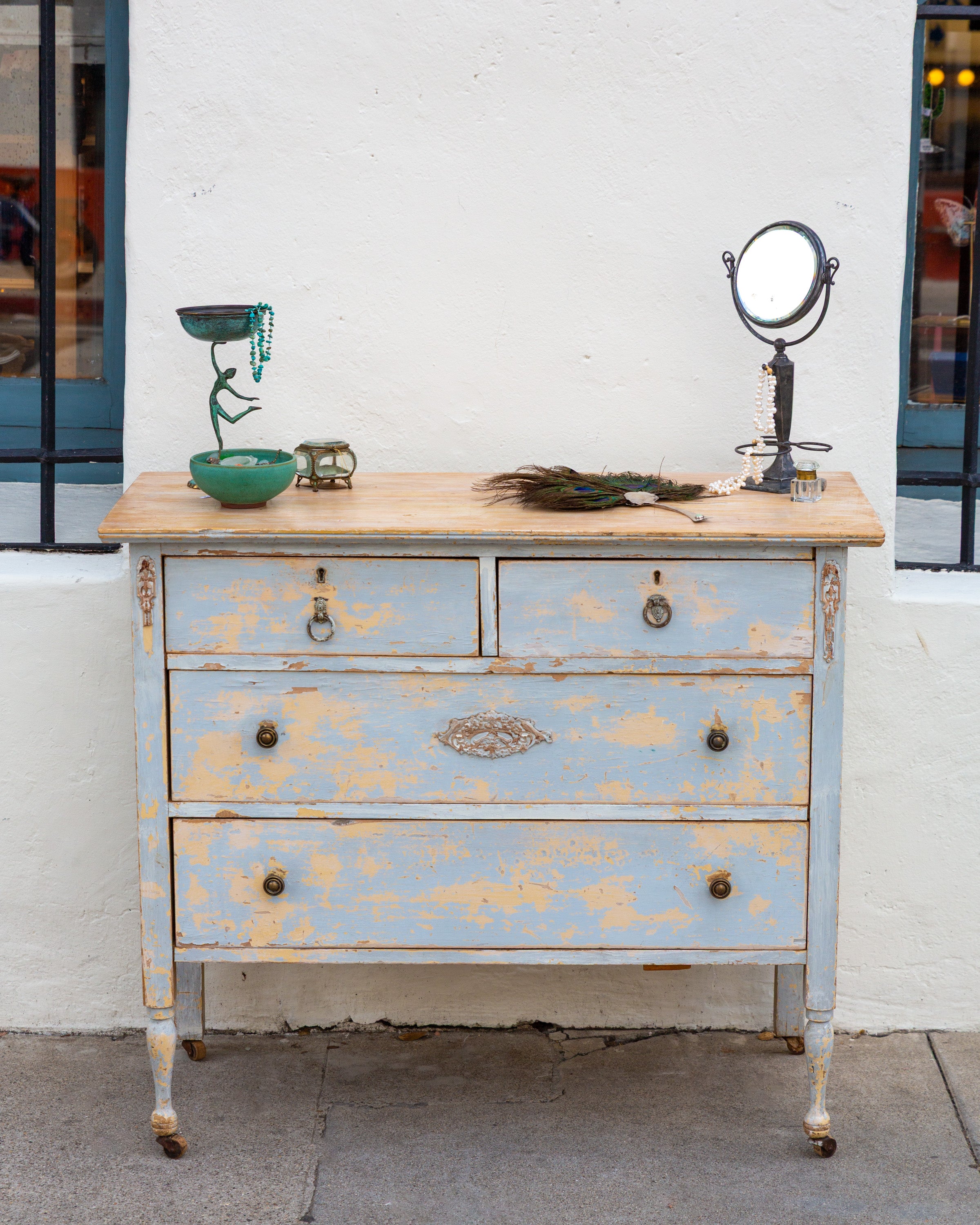 Antique Beautiful Blue Dresser