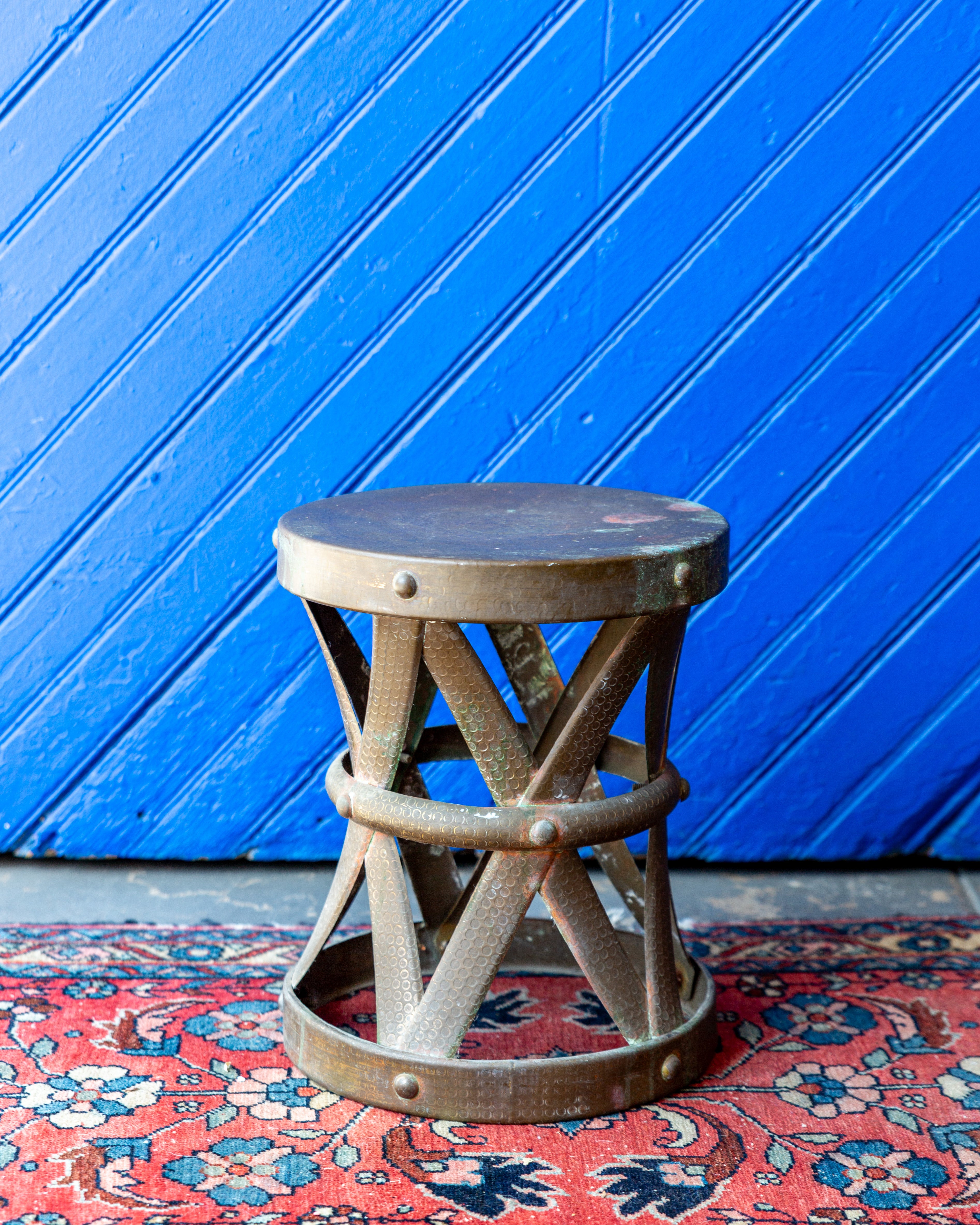 Vintage Brass Drum Table