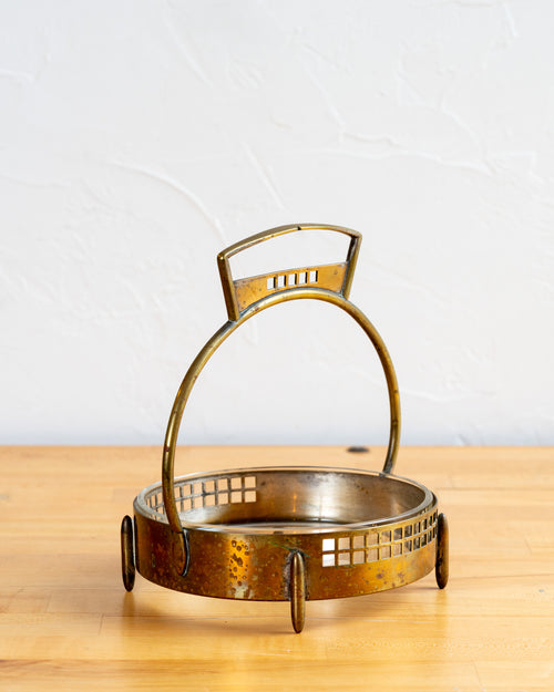 1920's Austrian Secessionist Brass and Glass Dish by Hans Ofner