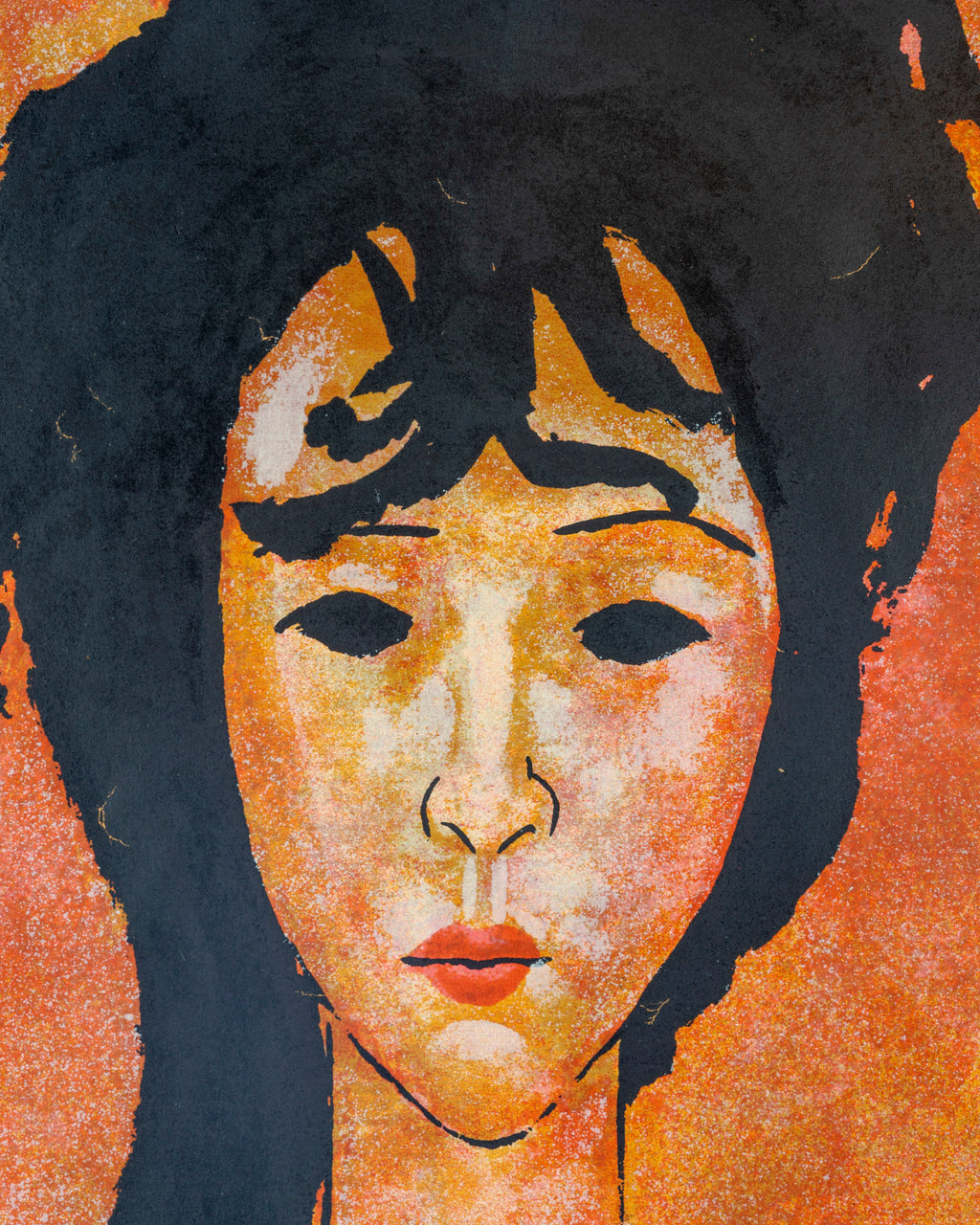 Vintage Italian Modern Cubism, Woman Portrait Lithograph Artist Amedeo Modiglian