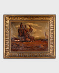 Antique Framed Oil On Canvas: "Country Farm Scene"