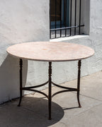 Vintage Iron Table Base with Pink Marble Top