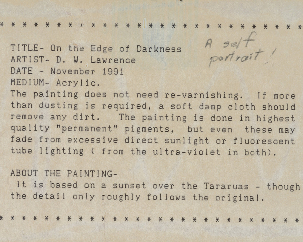 "On The Edge Of Darkness" By Artist David Lawrence