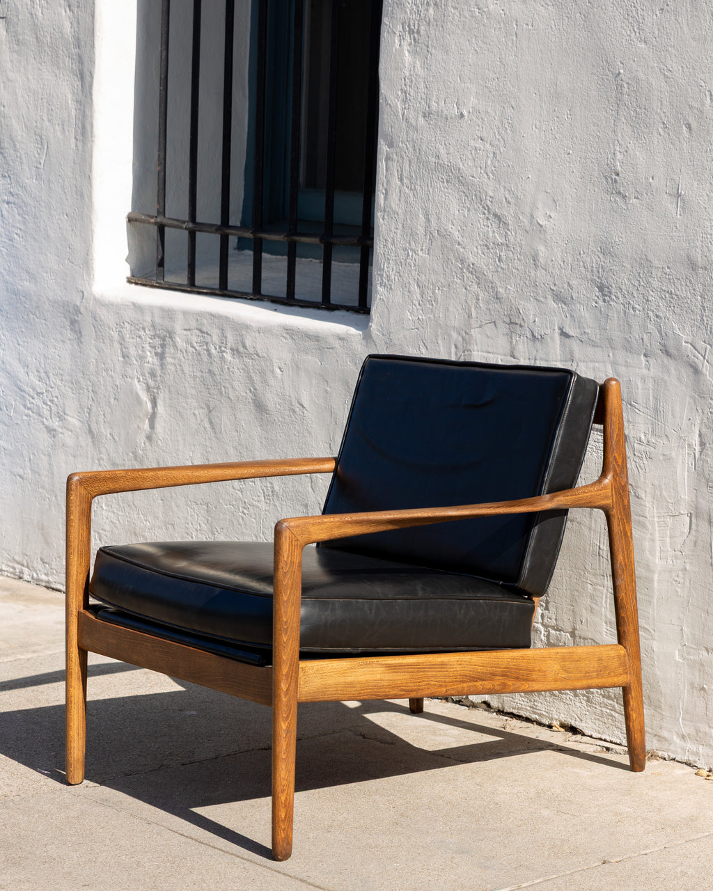 Mid Century Hardwood Frame Armchair with Original Upholstery