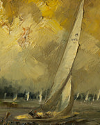 Yacht Racing Scene Signed Circa 1960's